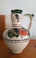 Retró Népi Kerámia Csörgős Kancsó (Szolnok, MEDOSZ 1988) cca 20 cm magas