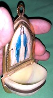 Vintage mini fém lemez / bakelit szenteltvíztartó Alacoque Szent Margit képpel 12X5cm képek szerint