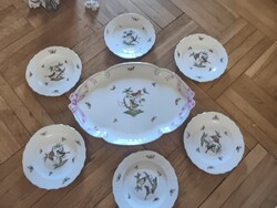 Beautiful 7-piece Herendi Rotschild pattern Dessert Set