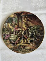 Gyönyörű Bradex jelenetes limitált sorszámozott porcelán dísztányér.