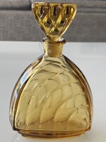 Art deco likőrös üveg borostyán színben, 21 cm magas