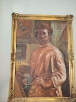 Varga Ferenc(1906-1989) festő szobrász önarcképe.Bory Jenő tanítványa.Munkái megtalálhatók világszer