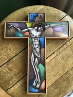 Vintage Opal Glass Hand-Painted Cross, Van Paridon Brothers