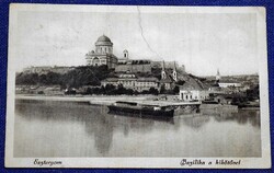 Esztergom - Bazilika a kikötővel - antik  képeslap  1923