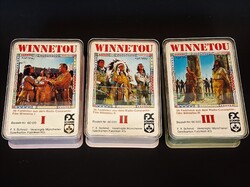Retró német F.X. Schmid WINNETOU I.-II.-III. játék kártya, kvartett