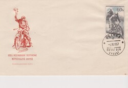 Csehszlovákia, alkalmi bélyegzés FDC  1955 -  A 32. Nemzetközi Hatnapos Motorkerékpár-verseny