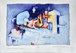 Ef Zámbó István - Zefphyr mester gyógyít 30 x 42 cm computer print, merített papír