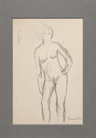Ferenczy Béni (1890–1967): Álló női akt – ceruzarajz, jelzett