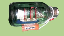 Ship in a Bottle Model for Table Decor, Hungarian BALATON - FONYÓD, 14 cm as shown in pictures