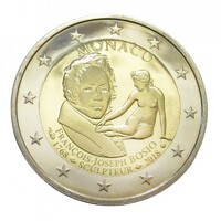 Monaco,2 euro 2018 PP - Francois-Joseph Bosio szobrász aUNC+ ötvözet