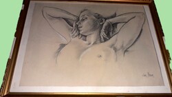 Francine Van Hove (1942. május 5. –) kortárs francia festő remekmű Női akt 36x 26 cm a képek szerint