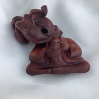 Akt szobor erotikus netsuke necuke japán Gésa Szamuráj shunga faragás fa miniatűr meztelen nő szex