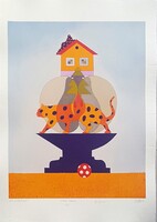 Ef Zámbó István - Akt a háztetőn 59 x 41 cm computer print, merített papír