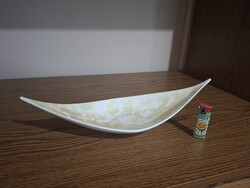 Fs porcelán irizáló mázas csónak asztalközép. 41,4 cm. Hibátlan. Jelzett