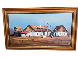 Novák Péter Tanya gémeskúttal gyönyörű eredeti festmény
