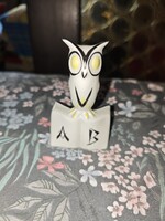 Ritka Hollóházi porcelán bagoly (Bodrogi Hajnalka) – kézi festésű, jelzett