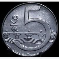 Cseh Köztársaság 5 korona, 1994 Verdejel: koronás "b’" - Jablonec nad Nisou, Cseh Köztársaság A13C4V