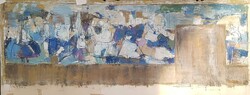 Sarkantyú Simon - Szekszárdi secco terv 42 x 106 cm olaj, papír