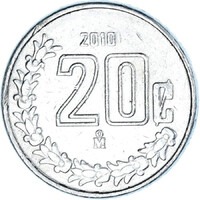 Mexikó 20 Centavos 2010 - Azték Napkő részlete / Mexikó címere - verdefényes