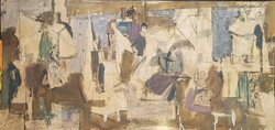 Sarkantyú Simon - Szekszárdi secco terv 58 x 117 cm olaj, papír