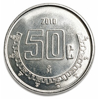 Mexikó 50 Centavos 2010 - Azték Napkő részlete / Mexikó címere - verdefényes