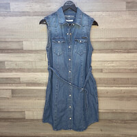 Retro Jeans ujjatlan patentos farmerruha, S