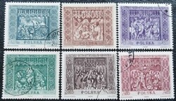 LEN1179-84p  / Lengyelország 1960 A krakkói Szent Mária-templom bélyegsor  pecsételt