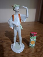 Hollóházi porcelán libás fiú. Ludas Matyi. Hibátlan. Jelzett
