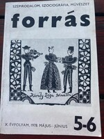 Szépirodalom,szociográfia,művészet Forrás.X. évfolyam,1978.Május-junius 5-6