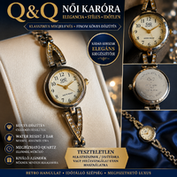 Q&Q női quartz karóra köves díszítéssel, elegáns fém szíjjal, Water Resist