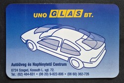 Uno GLASS bt autóüveg centrum Szeged kártyanaptár 1999