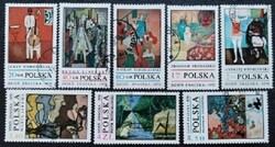 LEN2032-9p  / Lengyelország 1970 Bélyegnap - Modern festészet bélyegsor  pecsételt