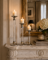 Vintage silver-plated and plexi candle holder set – 3 pcs