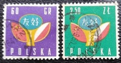 LEN1123-4p  / Lengyelország 1959 Lengyel-kínai barátság bélyegsor  pecsételt
