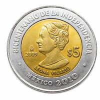 Mexikó 5 Pesos 2009 - Leona Vicario - verdefényes