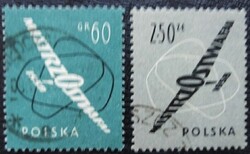 LEN1058-9p  / Lengyelország 1958 Vitorlázórepülő világbajnokság bélyegsor pecsételt