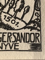 Ex libris Einzinger Sándor könyve Esztergom ritkaság fametszet