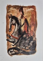 Győrfi András - Szt. György 50 x 35 cm olaj, akril, papír