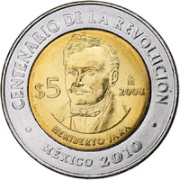 Mexikó 5 Pesos 2008 - Heriberto Jara - verdefényes