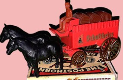 NAGYON SZÉP ÁLLAPOTÚ CORGI KB. 1:87 - HO LOVASKOCSI SÖRÖSKOCSI fém kisautó a képek szerint