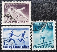 LEN861-3p  / Lengyelország 1954 Lengyel Spartakiád bélyegsor  pecsételt