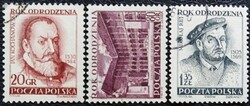 LEN821-3p  / Lengyelország 1953 Reneszánsz év bélyegsor  pecsételt