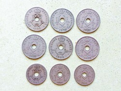 Belgium 9 db Különböző Érme 10 25 Centimes 1905-1929