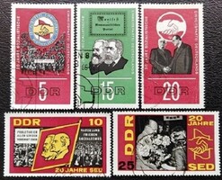 ND1173-7p / NDK 1966 A Szocialista Egységpárt 20. évfordulója bélyegsor pecsételt