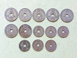 Belgium 13 db Különböző Érme 10 25 Centimes 1905-1929