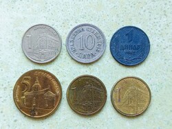 Szerbia 6 db Különböző Érme 10 Para 1 5 Dínár 1912-2013