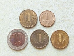 Oroszország 5 db Különböző Érme 1 10 Rubel 1991-2016