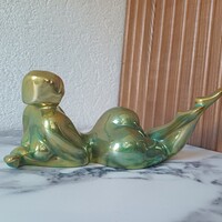 ​Zsolnay eozinmázas Fekvő női akt szobor – Hibátlan, jelzett