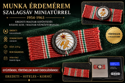 Munka Érdemérem 1954–1963 eredeti szalagsáv miniatűrrel – Rákosi-kor