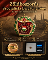 Zöldkoszorús Szocialista Brigád miniatűr jelvény – Kádár-kor, zománcozott